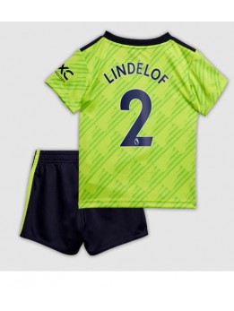 Manchester United Victor Lindelof #2 Ausweichtrikot für Kinder 2022-23 Kurzarm (+ Kurze Hosen)